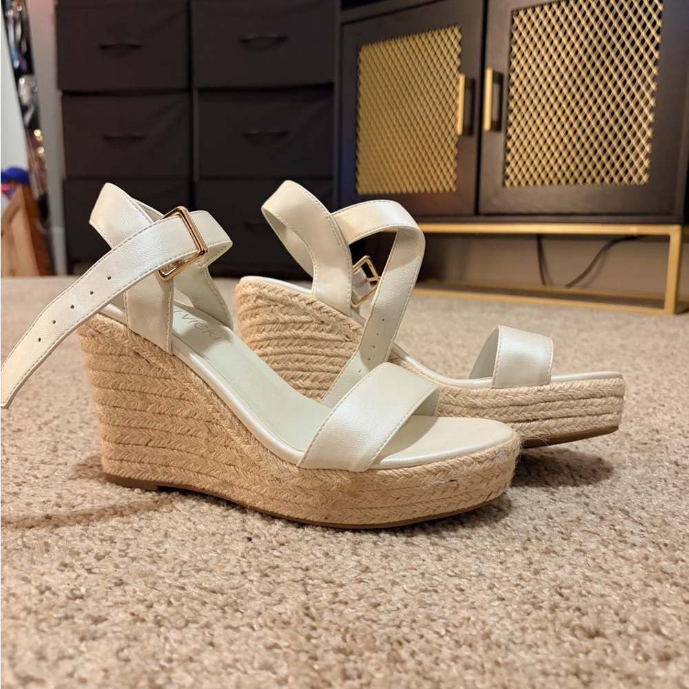 VICKI Platform Wedge Sandals Open Toe Ankle Strap Braided Jute Wedge Espadrille - Picture 9 of 9